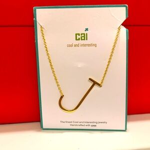 “J” initial necklace yellow gold plated 16 inches chain